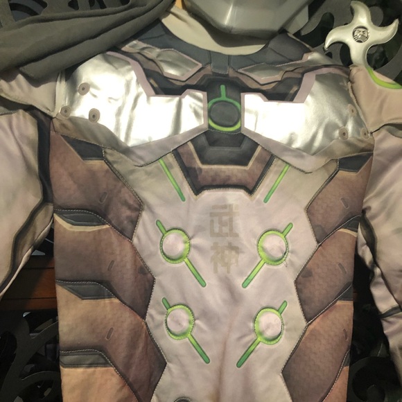 Genji Ninja Costume- padded muscle jumpsuit, kids M/L - Picture 5 of 9